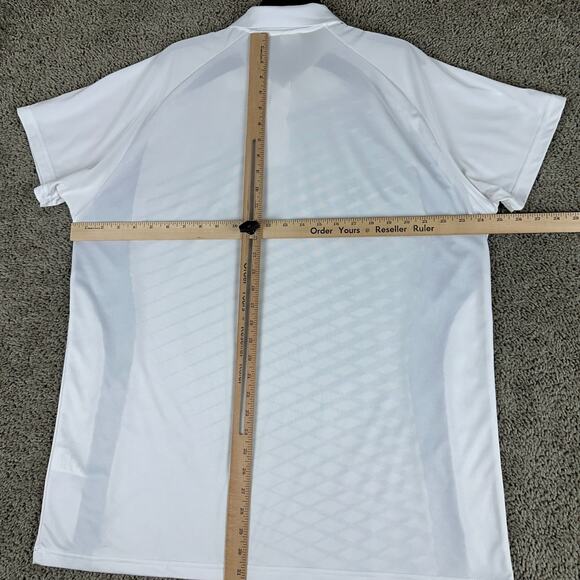Sport Dri Shirt Mens XXL 2XL White Blue Geometric Polyester Short Sleeve - Picture 9 of 12